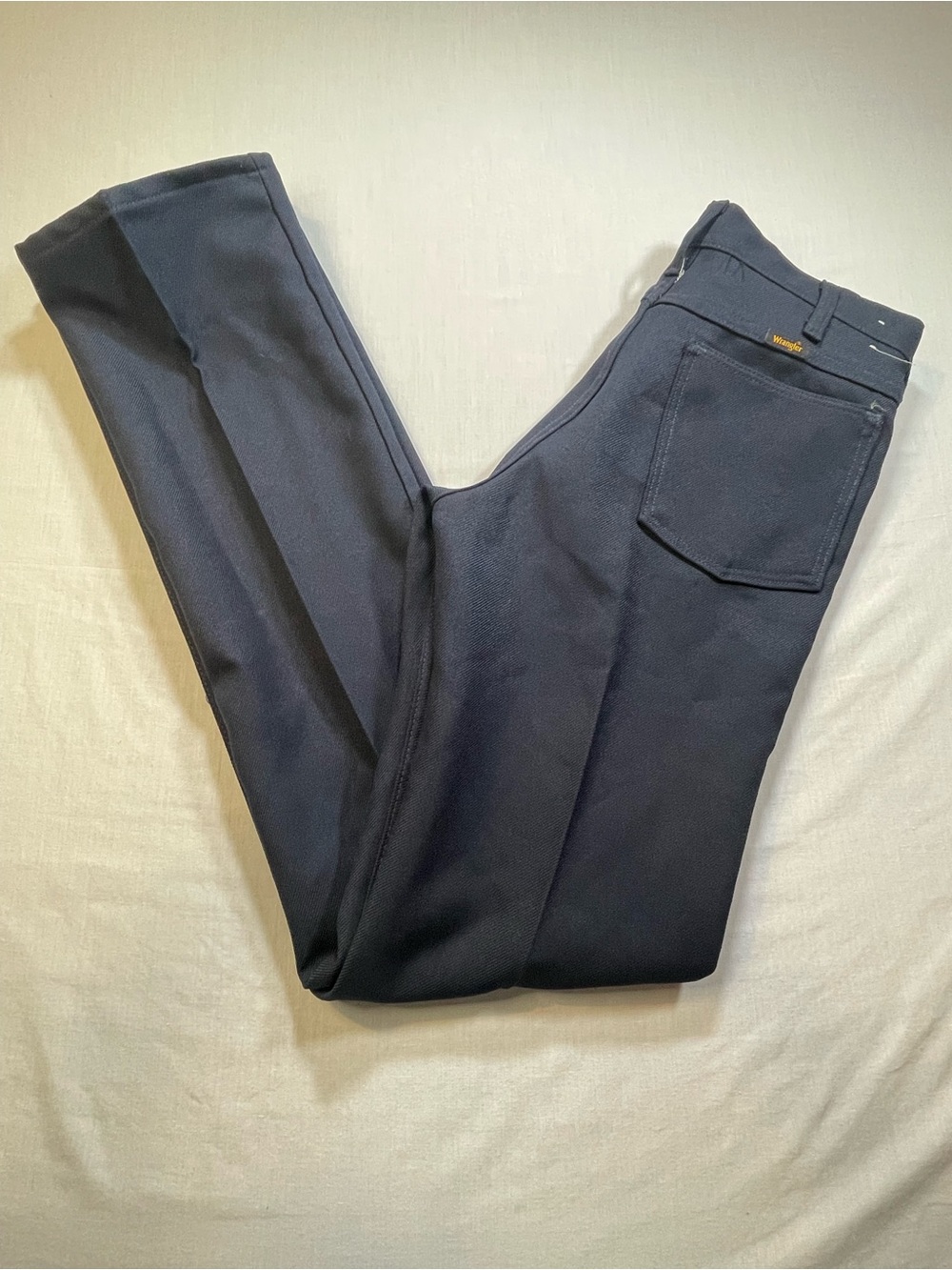 VTG Wrangler Wrancher Dress Jean Mens 30X36 Blue Navy USA 70s Poly 82NV Retro
